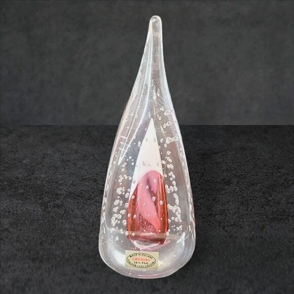 Poland 24% Lead Crystal Hersey's Kiss Shaped Paperweight Red Design - Picture 1 of 11